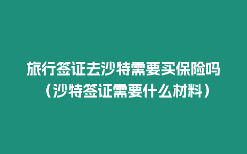 旅行簽證去沙特需要買保險嗎（沙特簽證需要什么材料）