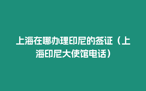 上海在哪辦理印尼的簽證（上海印尼大使館電話）