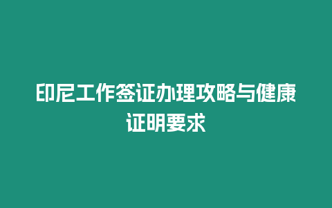 印尼工作簽證辦理攻略與健康證明要求