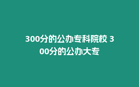 300分的公辦專科院校 300分的公辦大專