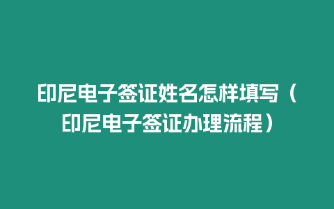 印尼電子簽證姓名怎樣填寫（印尼電子簽證辦理流程）