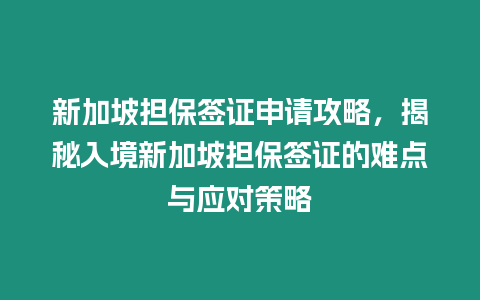 新加坡擔保簽證申請攻略，揭秘入境新加坡擔保簽證的難點與應對策略