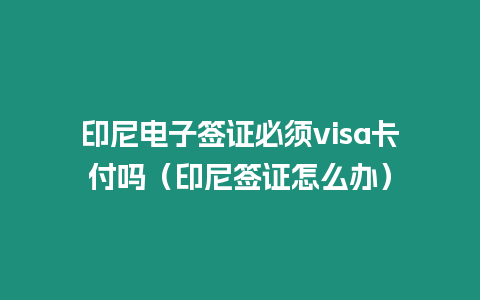 印尼電子簽證必須visa卡付嗎（印尼簽證怎么辦）