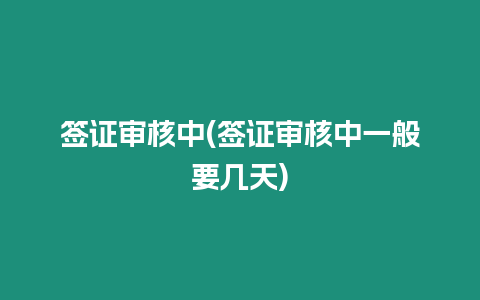 簽證審核中(簽證審核中一般要幾天)