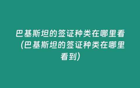 巴基斯坦的簽證種類在哪里看（巴基斯坦的簽證種類在哪里看到）