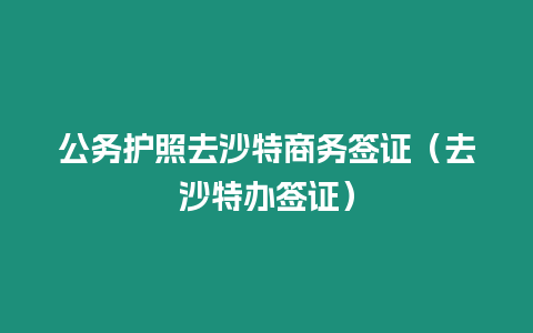 公務護照去沙特商務簽證（去沙特辦簽證）