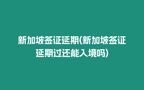 新加坡簽證延期(新加坡簽證延期過(guò)還能入境嗎)