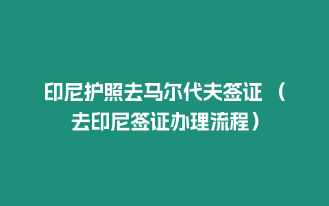 印尼護(hù)照去馬爾代夫簽證 （去印尼簽證辦理流程）