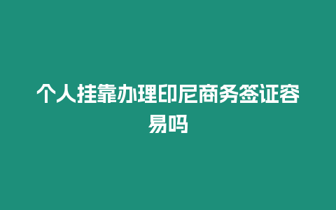 個人掛靠辦理印尼商務簽證容易嗎