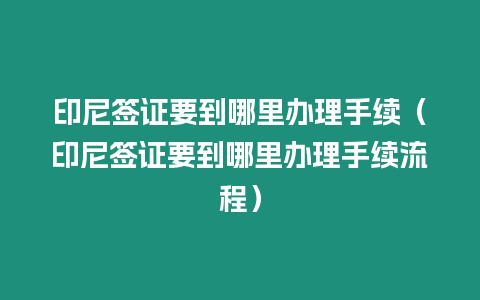 印尼簽證要到哪里辦理手續(xù)（印尼簽證要到哪里辦理手續(xù)流程）