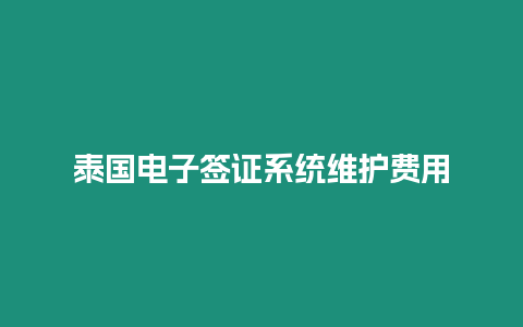 泰國電子簽證系統維護費用