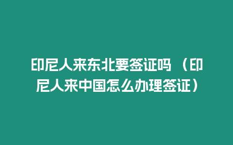 印尼人來東北要簽證嗎 （印尼人來中國怎么辦理簽證）