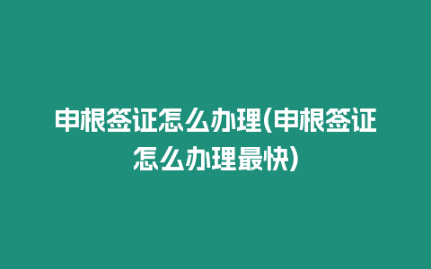 申根簽證怎么辦理(申根簽證怎么辦理最快)