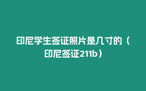 印尼學生簽證照片是幾寸的（印尼簽證211b）