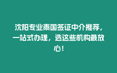 沈陽專業(yè)泰國簽證中介推薦，一站式辦理，選這些機(jī)構(gòu)最放心！