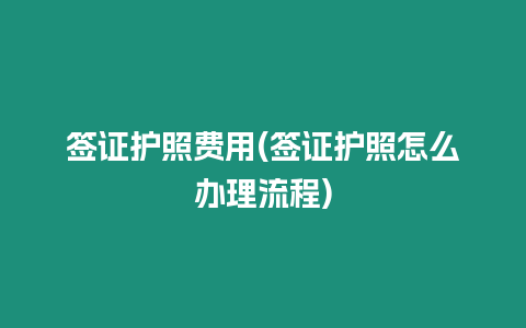 簽證護(hù)照費(fèi)用(簽證護(hù)照怎么辦理流程)