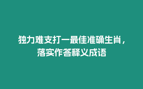 獨力難支打一最佳準確生肖，落實作答釋義成語