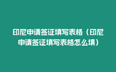 印尼申請簽證填寫表格（印尼申請簽證填寫表格怎么填）