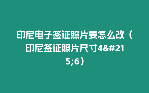 印尼電子簽證照片要怎么改（印尼簽證照片尺寸4×6）