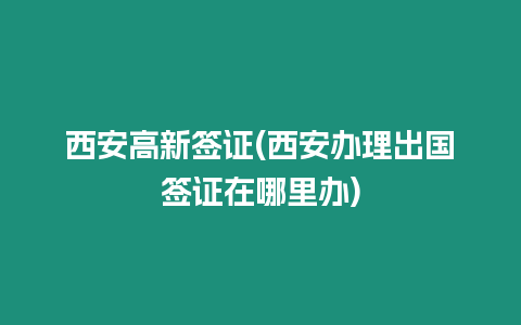 西安高新簽證(西安辦理出國簽證在哪里辦)