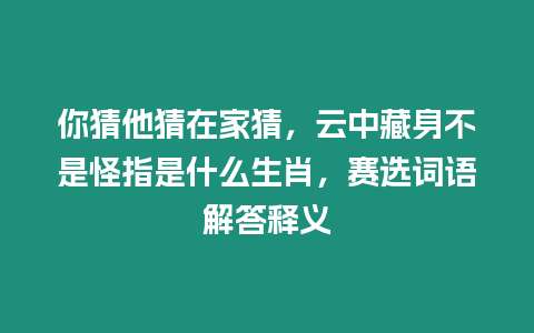 你猜他猜在家猜，云中藏身不是怪指是什么生肖，賽選詞語解答釋義