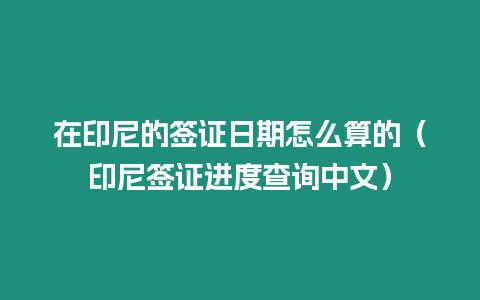 在印尼的簽證日期怎么算的（印尼簽證進(jìn)度查詢(xún)中文）