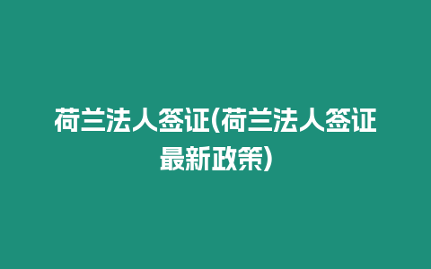 荷蘭法人簽證(荷蘭法人簽證最新政策)