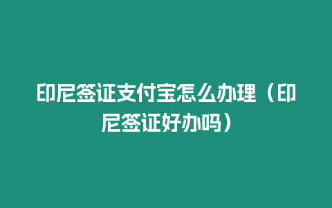 印尼簽證支付寶怎么辦理（印尼簽證好辦嗎）