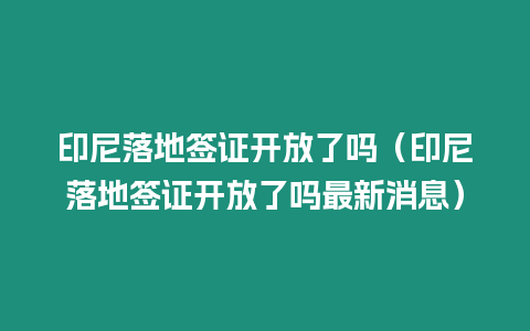 印尼落地簽證開放了嗎（印尼落地簽證開放了嗎最新消息）