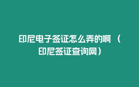 印尼電子簽證怎么弄的啊 （印尼簽證查詢網）