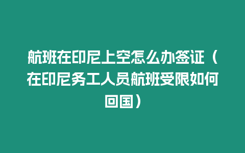 航班在印尼上空怎么辦簽證（在印尼務工人員航班受限如何回國）