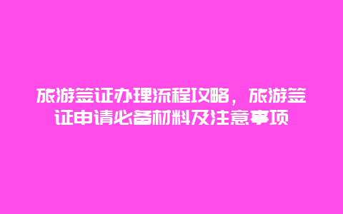 旅游簽證辦理流程攻略，旅游簽證申請必備材料及注意事項