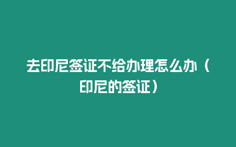 去印尼簽證不給辦理怎么辦（印尼的簽證）