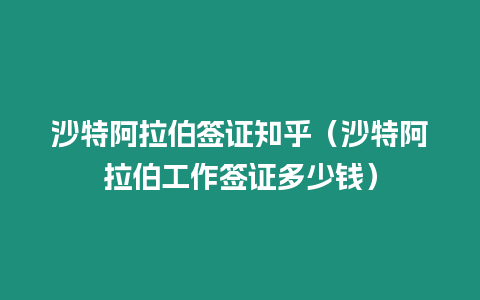 沙特阿拉伯簽證知乎（沙特阿拉伯工作簽證多少錢）