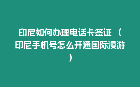 印尼如何辦理電話卡簽證 （印尼手機(jī)號怎么開通國際漫游）