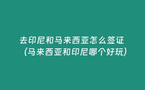 去印尼和馬來西亞怎么簽證 （馬來西亞和印尼哪個好玩）