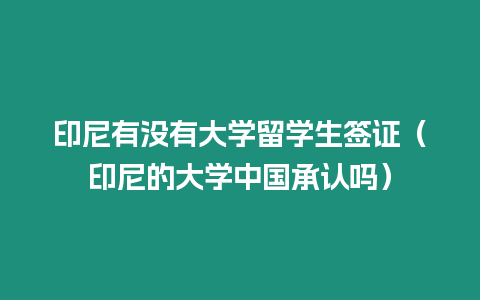 印尼有沒有大學留學生簽證（印尼的大學中國承認嗎）