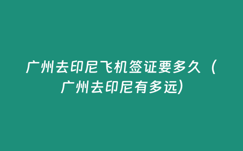 廣州去印尼飛機簽證要多久（廣州去印尼有多遠）