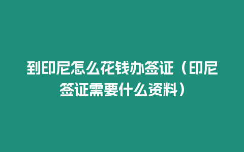 到印尼怎么花錢辦簽證（印尼簽證需要什么資料）