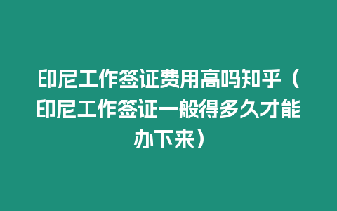 印尼工作簽證費用高嗎知乎（印尼工作簽證一般得多久才能辦下來）