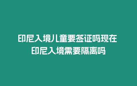 印尼入境兒童要簽證嗎現在 印尼入境需要隔離嗎