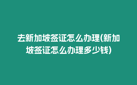 去新加坡簽證怎么辦理(新加坡簽證怎么辦理多少錢)