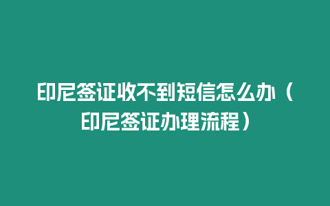 印尼簽證收不到短信怎么辦（印尼簽證辦理流程）