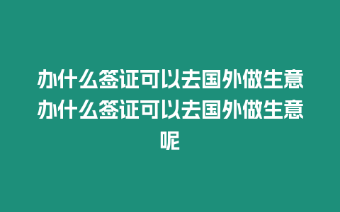 辦什么簽證可以去國外做生意辦什么簽證可以去國外做生意呢