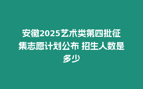 安徽2025藝術類第四批征集志愿計劃公布 招生人數是多少