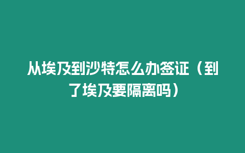 從埃及到沙特怎么辦簽證（到了埃及要隔離嗎）