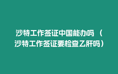 沙特工作簽證中國能辦嗎 （沙特工作簽證要檢查乙肝嗎）