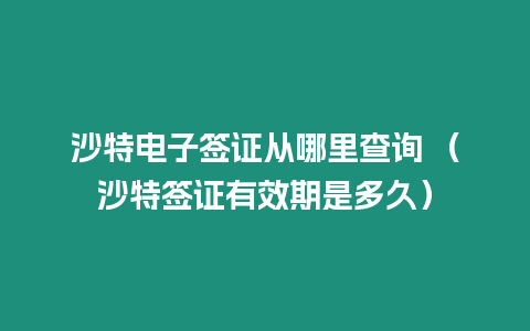 沙特電子簽證從哪里查詢 （沙特簽證有效期是多久）