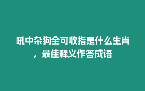 吼中雜狗全可收指是什么生肖，最佳釋義作答成語