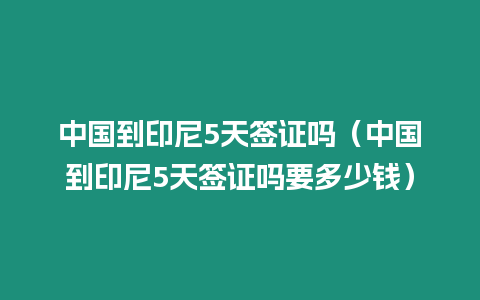 中國到印尼5天簽證嗎（中國到印尼5天簽證嗎要多少錢）